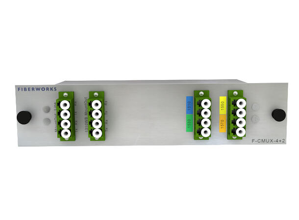 Fiberworks 4+2 ch. CWDM CATV Mux+Demux 4 CWDM ch + 1310 & 1550 nm WB, Mon.ports 