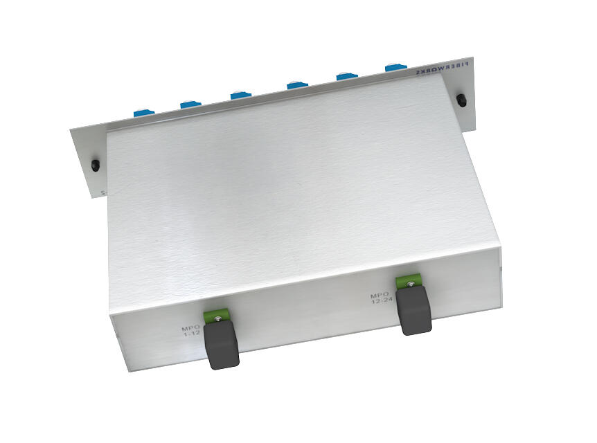 F-MPO24-2-SM-MPA-LCU Fiberworks AS  24-fiber MPO mounted fanout, rear access MPO12(f) to LC/UPC connectors. SM 9/125.
