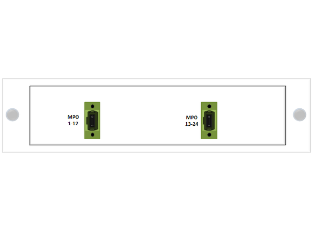 24-fiber MPO mounted fanout, rear access MPO12(f) to LC/UPC connectors. SM 9/125.