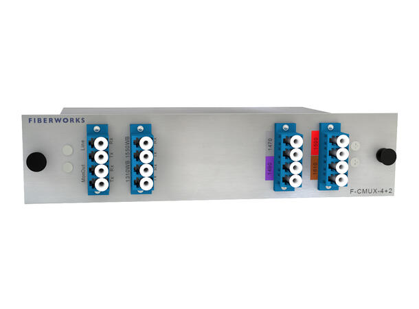 Fiberworks 4+2 ch. CWDM Mux+Demux 4 CWDM ch + 1310 & 1550 nm WB, Mon.ports 