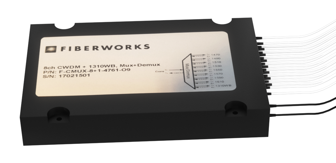 F-CMUX-8+1-4761-O9 Fiberworks AS  Fiberworks outdoor 8+1 CWDM Mux+Demux for splice trays, 900&#181;m pigtails