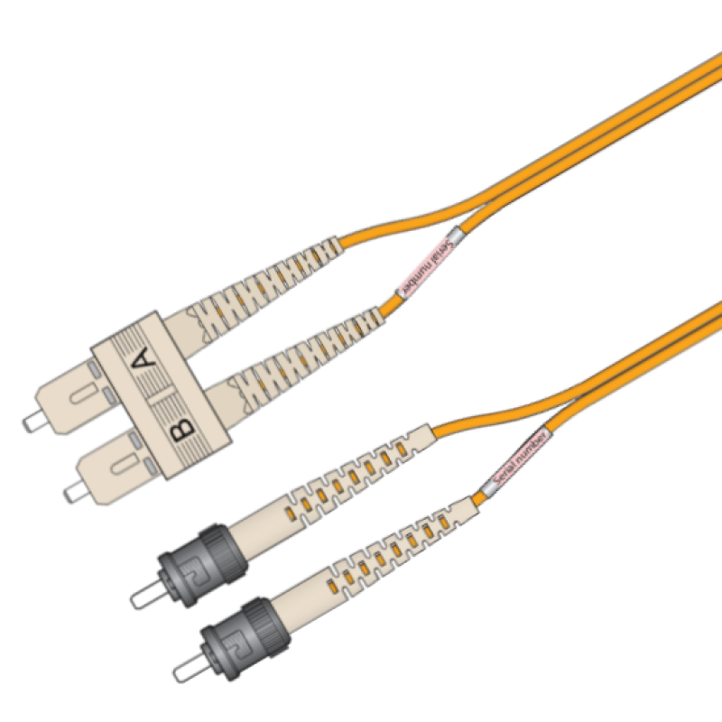P-MM6-D3O-STP-SCP-01 Fiberworks AS  Snor MM DPX SC/PC-ST/PC 1 m 62,5/OM1 2x ø2mm Oransje