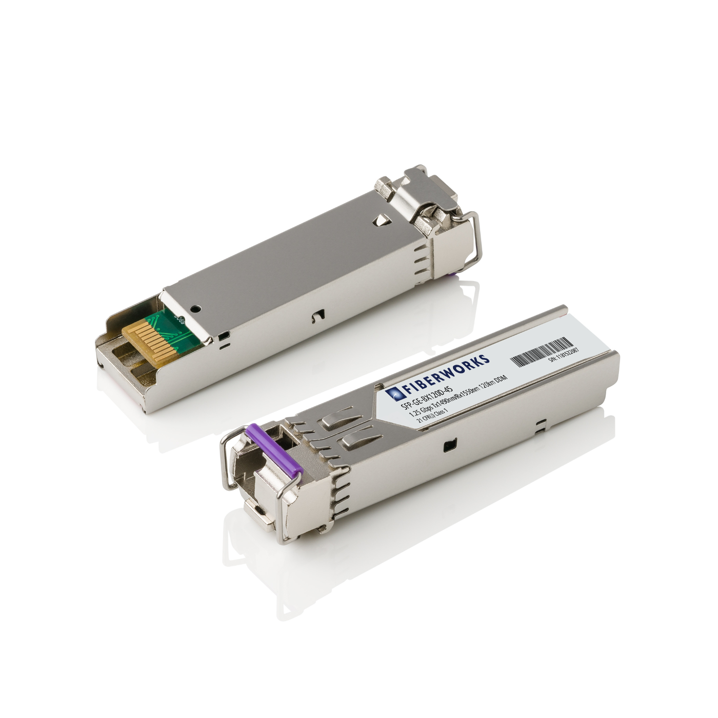 SFP-GE-BX120D-45 Fiberworks AS  SFP BiDi, 1.25 Gbps GigE, DDM, SM, 120km Tx/Rx=1490/1550nm, 31dB, LC