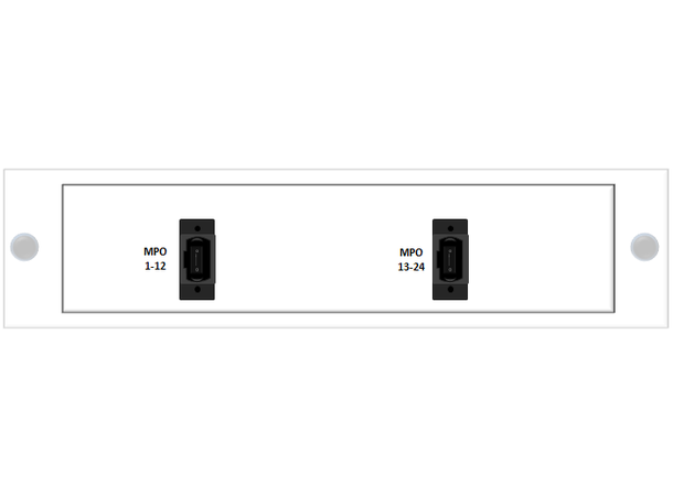 24-port MPO mounted fan-out, rear access 2x MPO12(f) to 12x LC/PC, 50/125µm OM3 