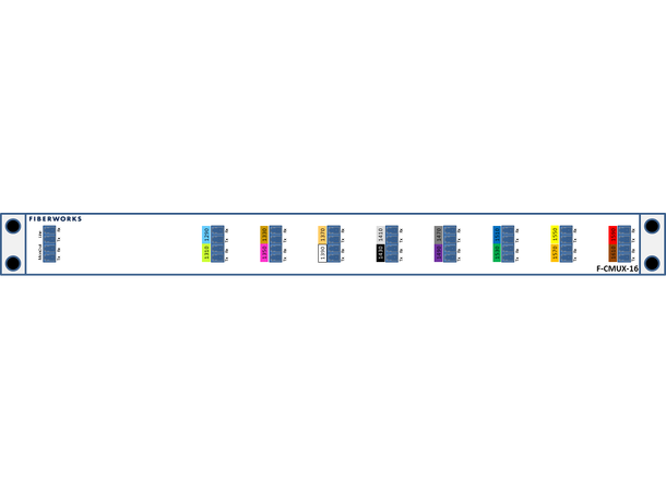 Fiberworks 16 ch. CWDM Mux+Demux C29-C43 and C47-C61, Monitor ports 