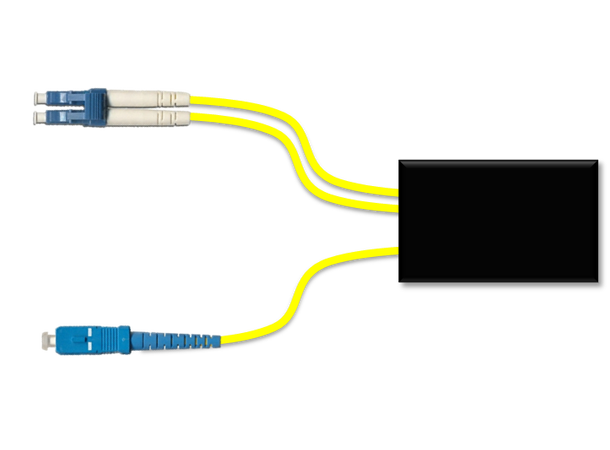 Fiberworks indoor CWDM-PON splitter 3 mm yellow patchcords, LC/UPC - SC/UPC 