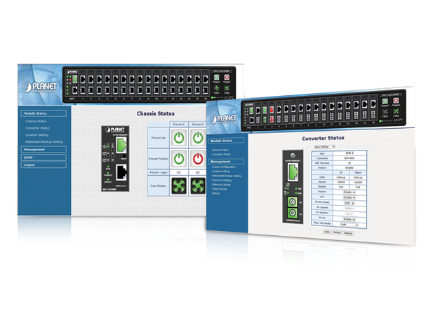 MC-1610MR 16-slot Managed Chassis, AC for FST/GST/XST series media converters 