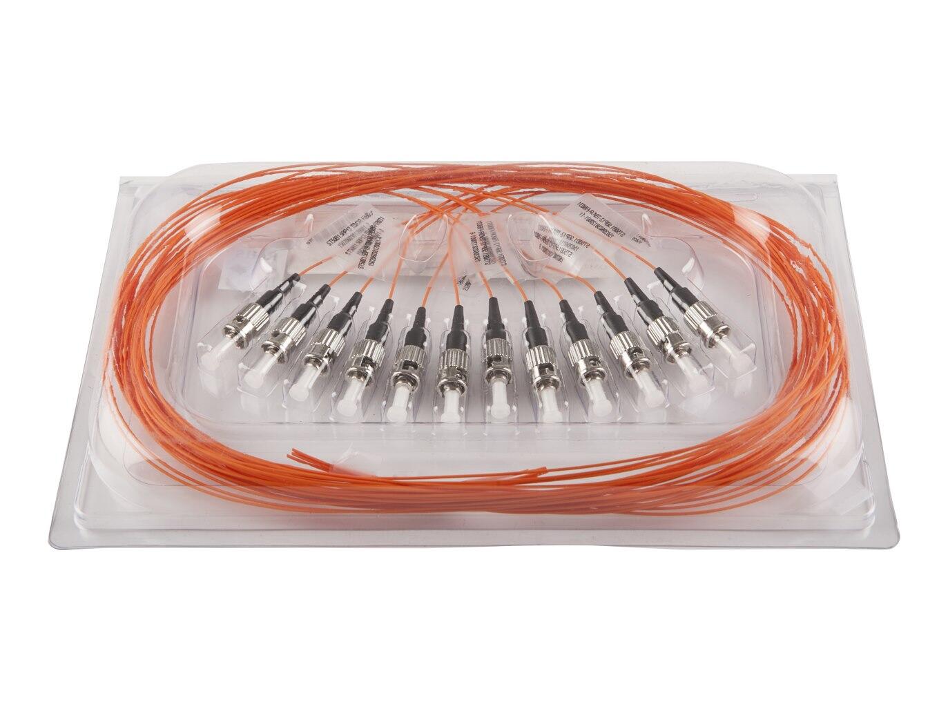 PT-MM5-T9O-STP-15-BP Fiberworks AS  Pigtail MM ST/PC 12-pack blister 1,5 m 50/OM2, 900µm tight buffer, Orange