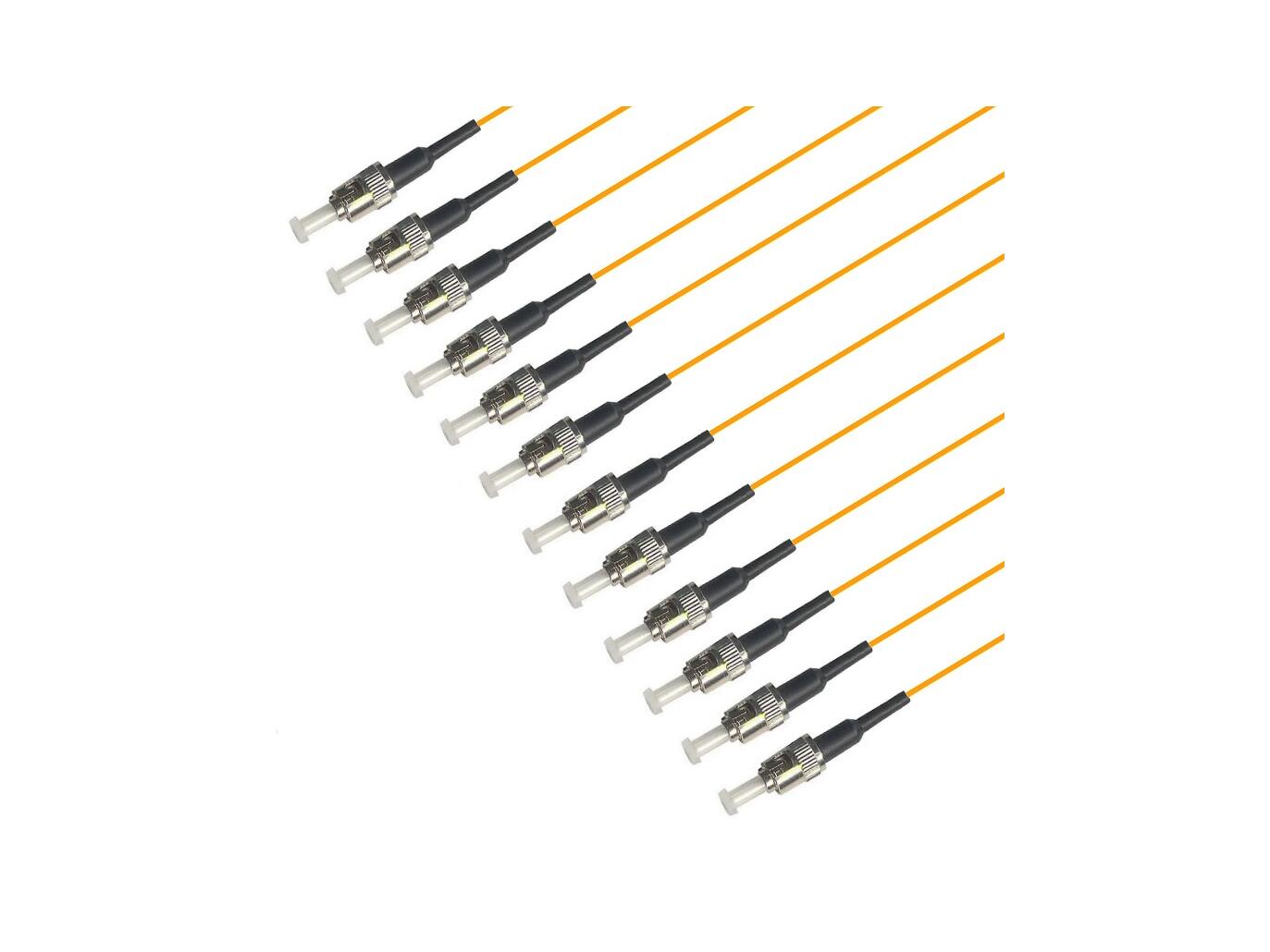 PT-MM5-T9O-STP-15-BP Fiberworks AS  Pigtail MM ST/PC 12-pack blister 1,5 m 50/OM2, 900µm tight buffer, Orange