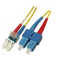 Snor SM DPX LC/UPC-SC/UPC 1,5 m 9/OS2 G.657.A2 2x &#248;2mm Gul