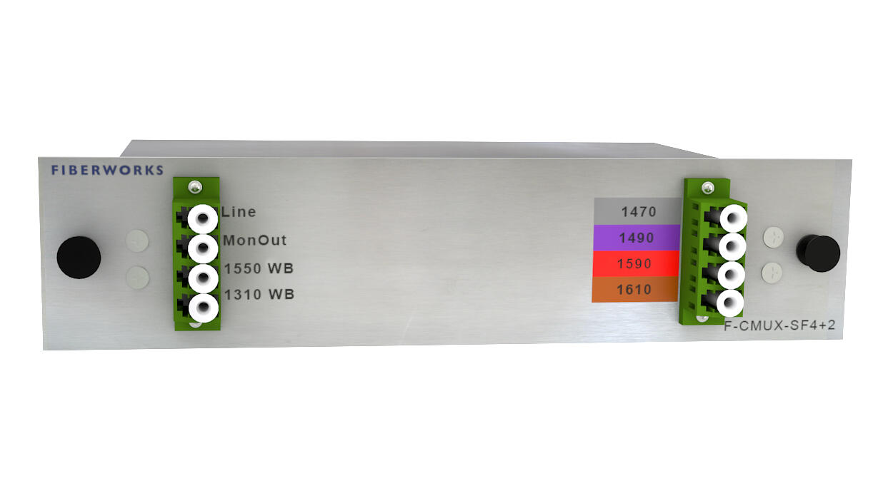 F-CMUX-SF4+2-MLA Fiberworks AS  Fiberworks 4+2ch. CWDM 1-fiber Mux/Demux Single line fiber, Mon. port, LC/APC.