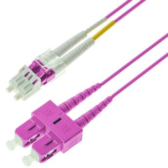 P-OM4-D2M-LCP-SCP-30 Fiberworks AS  Snor MM DPX LC/PC-SC/PC 30 m 50/OM4 BIF 2x ø2mm Erika Fiolett