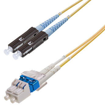 P-SM9-D2Y-MUU-LCU-xx Fiberworks AS  Snor SM DPX MU/UPC-LC/UPC xx m 9/OS2 G.657.A2 2x ø2mm Gul