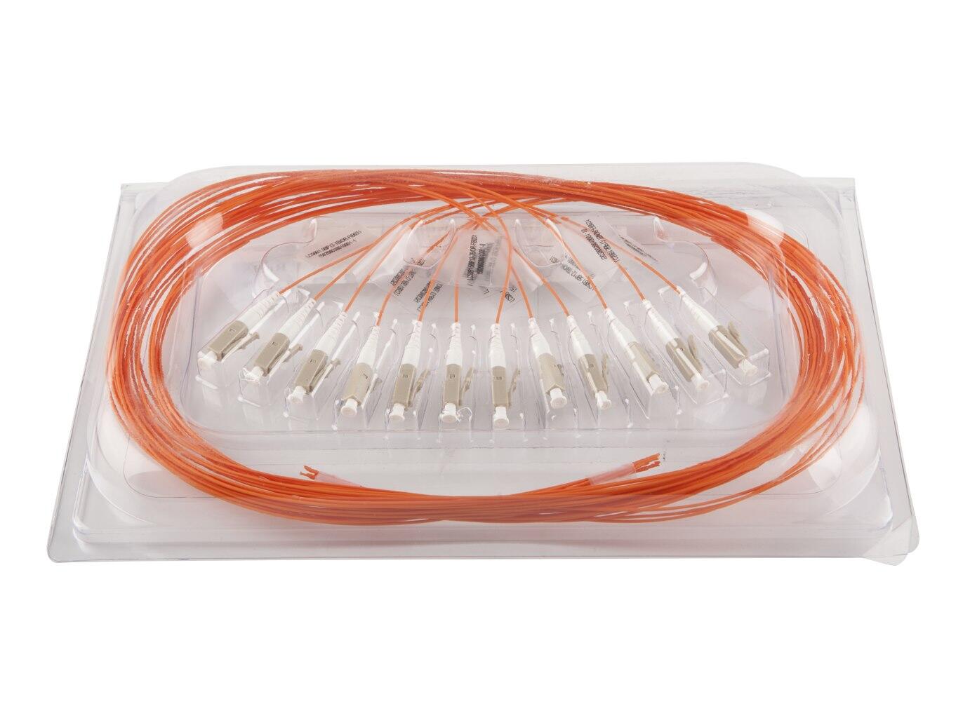 PT-MM5-T9O-LCP-15-BP Fiberworks AS  Pigtail LC/PC 12-pack blister 1,5 m 50/OM2, 900µm tight buffer, Orange
