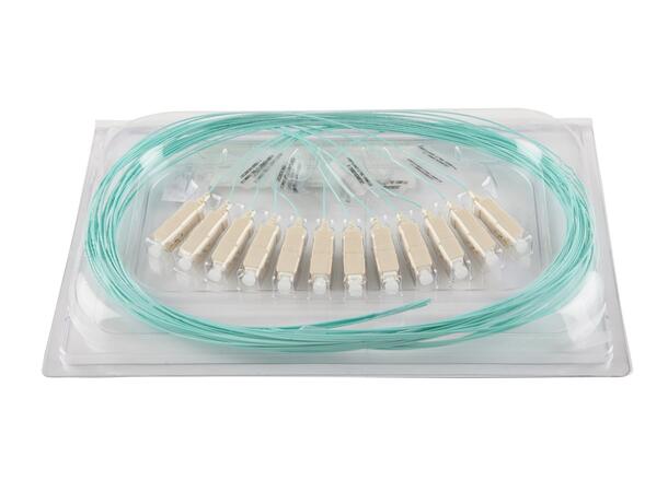 Pigtail MM SC/PC 12-pack blister, 1,5 m 50/OM4 BIF, Tight Buffer 900µm, Aqua 
