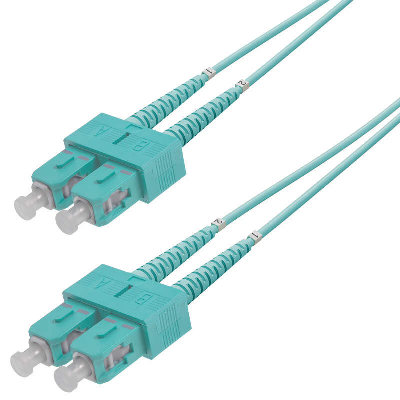 P-OM3-D3A-SCP-SCP-xx Fiberworks AS  Snor MM DPX SC/PC-SC/PC xx m 50/OM3 BIF 2x ø2mm Aqua