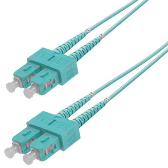 P-OM3-D3A-SCP-SCP-xx Fiberworks AS  Snor MM DPX SC/PC-SC/PC xx m 50/OM3 BIF 2x ø2mm Aqua