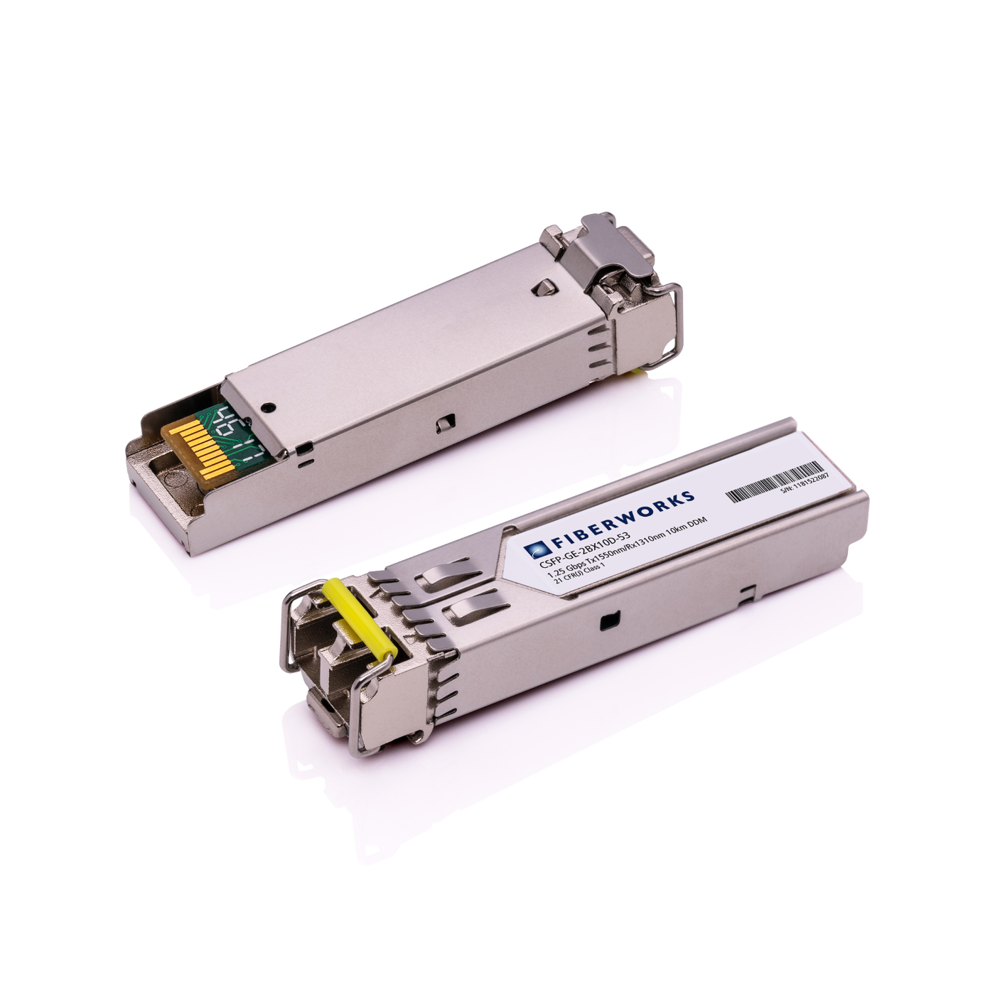 CSFP-GE-2BX10D-53 Fiberworks AS  CSFP Dual BiDi, GigE, DDM, SM, 10km TX/RX=1550/1310nm, 13dB, LC