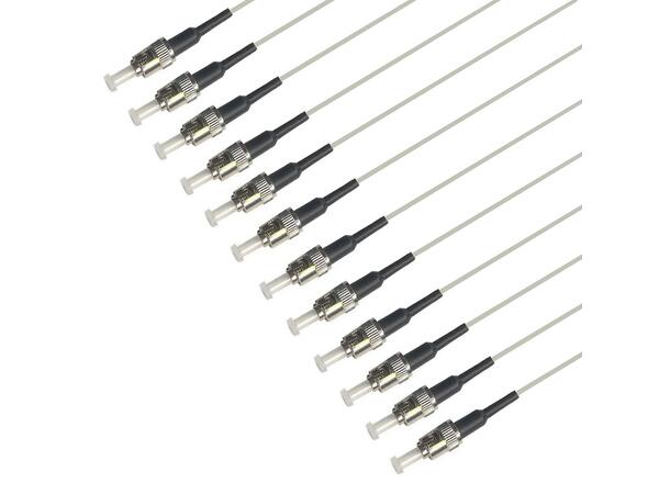 Fiberhale MM ST/PC 12-pakning 1,5 m 62,5/OM1, 900µm fast kledning, Grå 