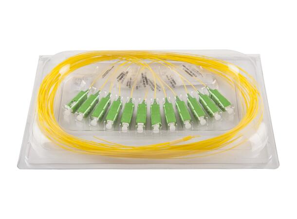 Fiberhale SM SC/APC 12-pakning, 1,5 m 9/OS2 G.657.A1, 900µm fast kledning, Gul 