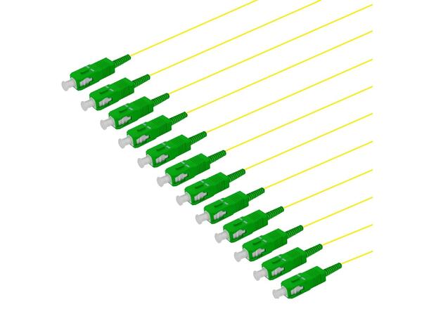 Fiberhale SM SC/APC 12-pakning, 1,5 m 9/OS2 G.657.A1, 900µm fast kledning, Gul 