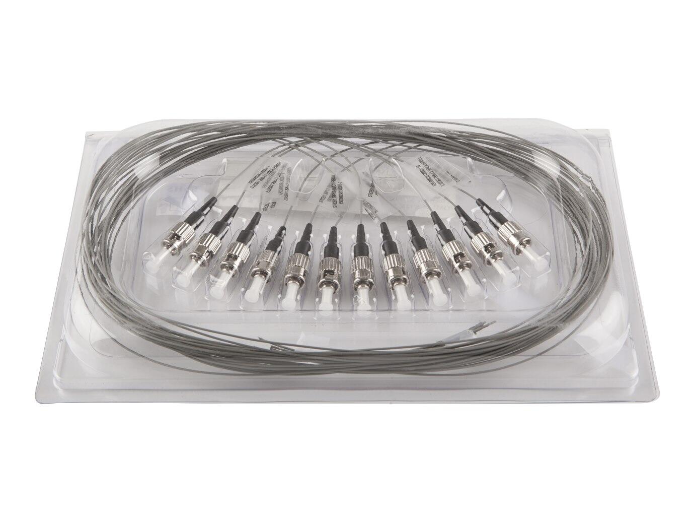 PT-MM6-T9G-STP-15-BP Fiberworks AS  Pigtail MM ST/PC 12-pack blister 1,5 m 62,5/OM1, 900µm tight buffer, Grey