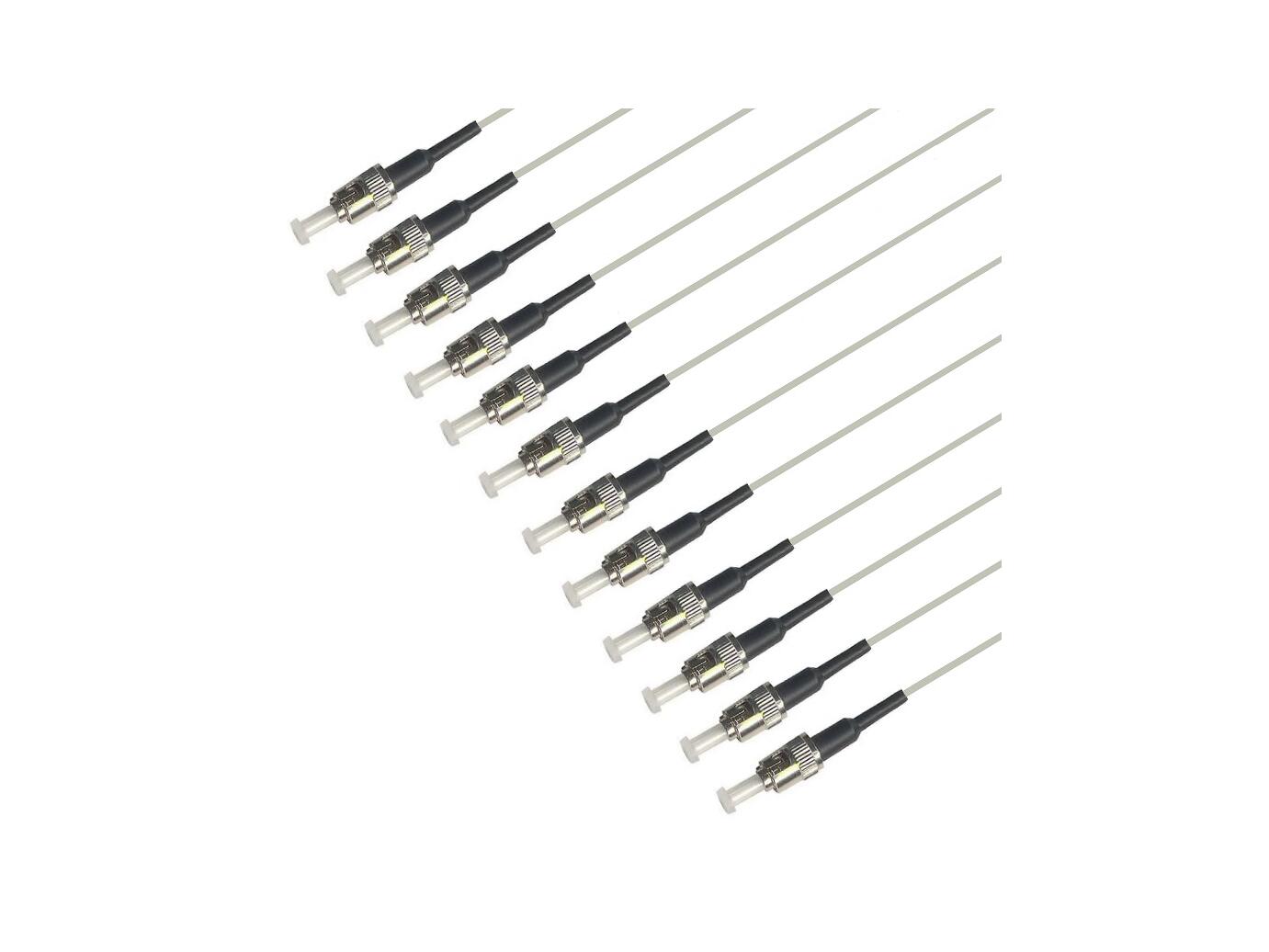 PT-MM6-T9G-STP-15-BP Fiberworks AS  Pigtail MM ST/PC 12-pack blister 1,5 m 62,5/OM1, 900µm tight buffer, Grey