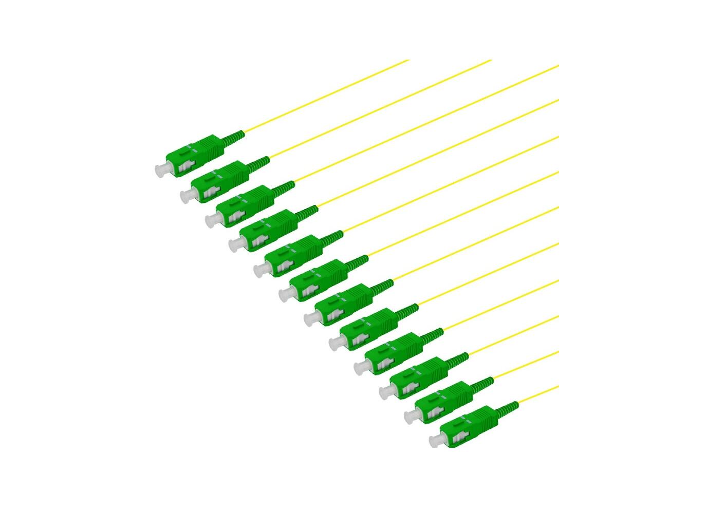 PT-SM9-T9Y-SCA-15-BP Fiberworks AS  Pigtail  SM SC/APC 12-pack blister 1,5 m G.657.A1, 900µm tight buffer, Yellow