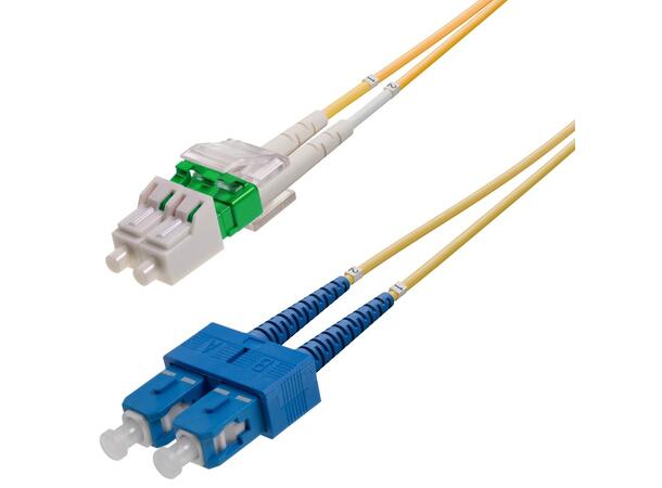 Snor SM DPX LC/APC-SC/UPC xx m 9/OS2 G.657.A2 2x ø2mm Gul 