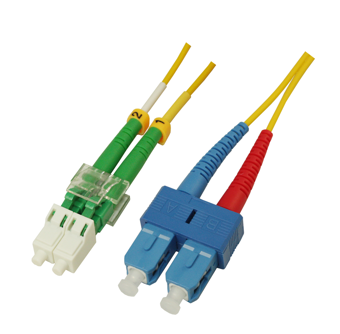 P-SM9-D2Y-LCA-SCU-xx Fiberworks AS  Snor SM DPX LC/APC-SC/UPC xx m 9/OS2 G.657.A2 2x &#248;2mm Gul