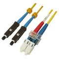 Snor SM DPX MU/UPC-LC/UPC 1 m 9/OS2 G.657.A2 2x &#248;2mm Gul