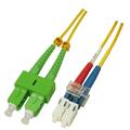 Snor SM DPX SC/APC-LC/UPC 1,5 m 9/OS2 G.657.A2 2x &#248;2mm Gul