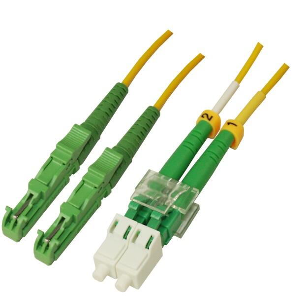 P-SM9-D2Y-E2A-LCA-xx Fiberworks AS  Snor SM DPX E2000/APC-LC/APC xx m 9/OS2 G.657.A2 2x &#248;2mm Gul
