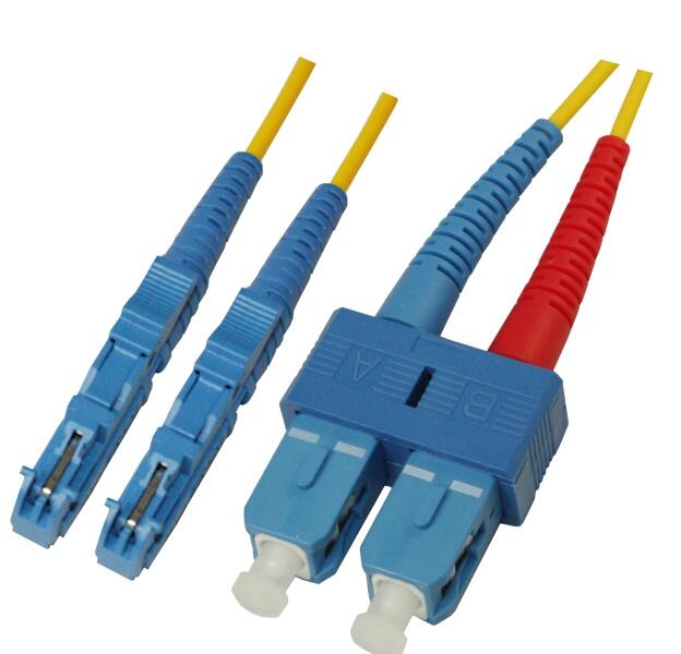 P-SM9-D2Y-E2U-SCU-xx Fiberworks AS  Snor SM DPX E2000/UPC-SC/UPC xx m 9/OS2 G.657.A2 2x &#248;2mm Gul