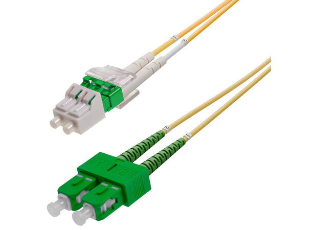 Snor SM DPX LC/APC-SC/APC xx m 9/OS2 G.657.A2 2x ø2mm Gul 