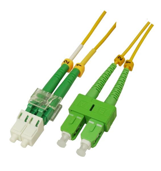 P-SM9-D2Y-LCA-SCA-xx Fiberworks AS  Snor SM DPX LC/APC-SC/APC xx m 9/OS2 G.657.A2 2x &#248;2mm Gul