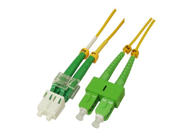 Snor SM DPX LC/APC-SC/APC xx m 9/OS2 G.657.A2 2x ø2mm Gul 