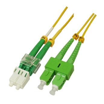 P-SM9-D2Y-LCA-SCA-xx Fiberworks AS  Snor SM DPX LC/APC-SC/APC xx m 9/OS2 G.657.A2 2x &#248;2mm Gul