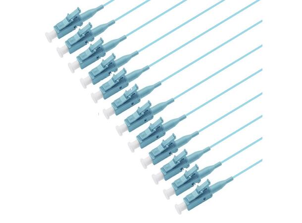 Fiberhale MM LC/PC 12-pakning 1,5 m 50/OM3 BIF, 900µm fast kledning, Aqua 