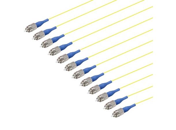 Fiberhale SM FC/UPC 12-pakning 1,5 m 9/OS2 G.657.A2, 900µm fast kledning, Gul 