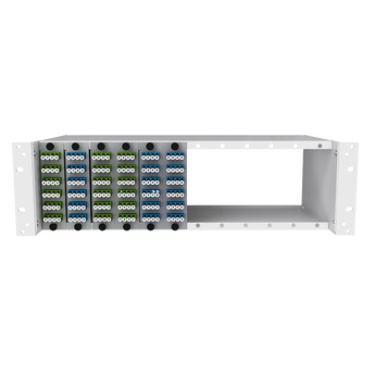F-CHASSIS-19-LGX2-12 Fiberworks AS  Fiberworks 19&quot; 3U LGX2 chassis for 12 moduler, &#229;pen foran og bak
