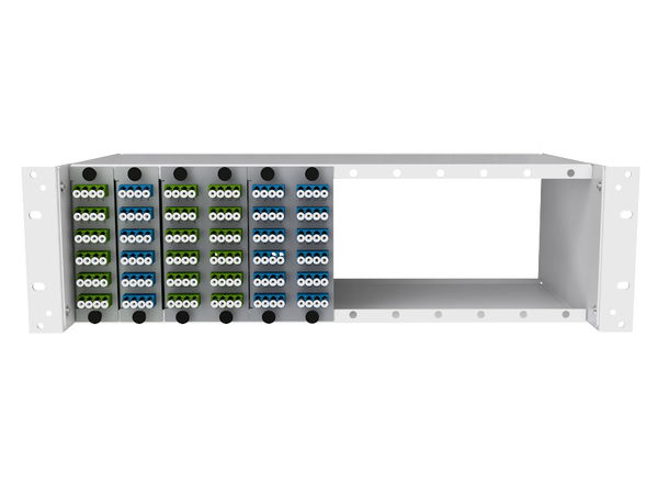 Fiberworks 19" 3U LGX2 chassis for 12 moduler, åpen foran og bak 