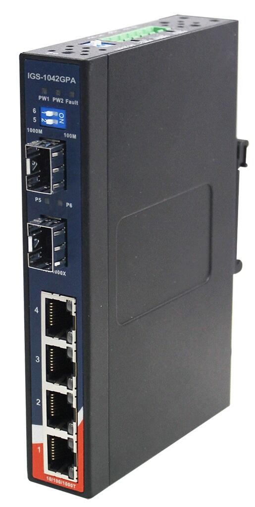 ORING-IGS-1042GPA ORing Industrial Networking Corp. IGS-1042GPA ORing GigE 4x 10/100/1000TX + 2x SFP Unmanaged Switch, Slim Type