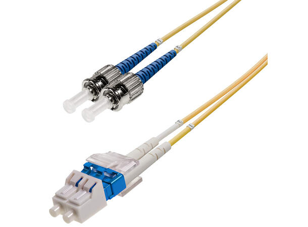 Snor SM DPX LC/UPC-ST/UPC xx m 9/OS2 G.657.A2 2x ø2mm Gul 