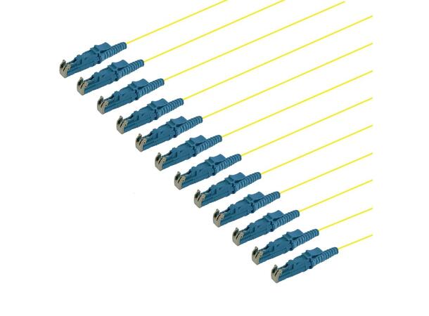 Fiberhale SM E2000/UPC 12-pakning 1,5 m 9/OS2 G.657.A2, 900µm fast kledning, Gul 