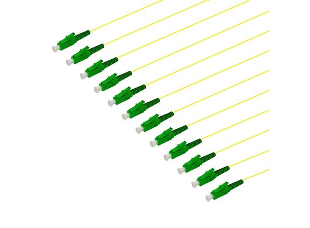 Fiberhale SM LC/APC 12-pakning 1,5 m 9/OS2 G.657.A1, 900µm fast kledning, Gul 