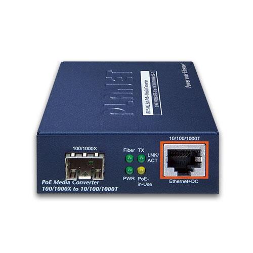 MC-PLANET-GTP-805A PLANET GTP-805A GTP-805A PoE GigEthernet Media Converter SFP Port, 52V/30W PoE Power