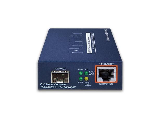 GTP-805A PoE GigEthernet Media Converter SFP Port, 52V/30W PoE Power 