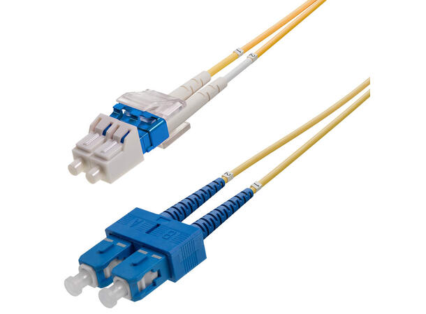 Snor SM DPX LC/UPC-SC/UPC xx m 9/OS2 G.657.A2 2x ø2mm Gul 