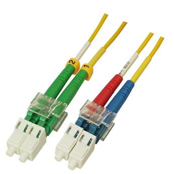 P-SM9-D2Y-LCA-LCU-xx Fiberworks AS  Snor SM DPX LC/APC-LC/UPC xx m 9/OS2 G.657.A2 2x &#248;2mm Gul